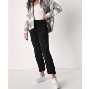 Washed black straight leg jeans